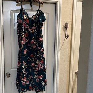 SHEIN Dark Green Floral Midi Dress